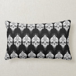 スカルプリント腰板クッション白黒 ランバークッション
