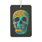 スカルヘカラフルッドブラックティール（緑がかった色）イエローポップ・アートのアート カーエアーフレッシュナー (裏面)