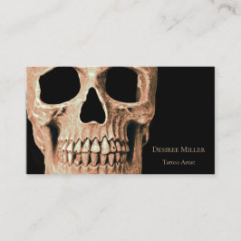 スカルヘッドゴシックタンブラウンブラックタトゥーショップ 名刺