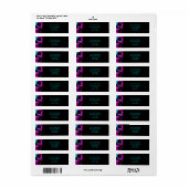 スカルヘッドゴシックネオンパープルティール(緑がかった色)ブラックデザイン ラベル (フルシート)