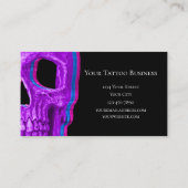 スカルヘッドゴシックブルーピンクパープルブラックアポップ・アートのート 名刺 (裏面)