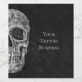 スカルヘッドゴシック様式の白黒タトゥー店 ワインラベル (シングルラベル)