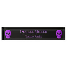 スカルヘッドゴシック様式ネオンパープルブラックタトゥーショップ