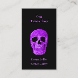 スカルヘッドゴシック様式ネオンパープルブラックタトゥーショップ 名刺