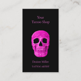 スカルヘッドゴシック様式ネオンピンクブラックタトゥーショップ 名刺