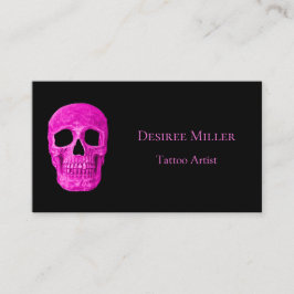 スカルヘッドゴシック様式ネオンピンクブラックタトゥーショップ 名刺