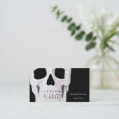 スカルヘッドゴシック様式ネオンホワイトブラックタトゥーショップ 名刺 (スタンド正面)