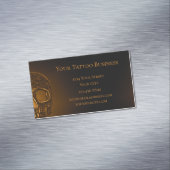 スカルヘッドゴシック金ゴールドメタリックタトゥーショップ マグネット名刺 (インサイチュ)
