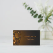 スカルヘッドゴシック金ゴールドメタリックタトゥーショップ 名刺 (スタンド正面)