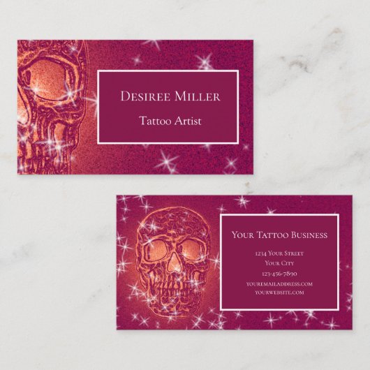 スカルヘッドパープルゴシックエレガントガーリーグリッター 名刺 (正面/裏面)