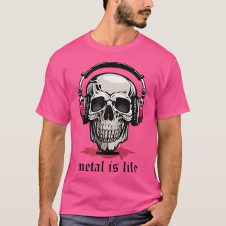 スカルヘッドフォンメタルはライフヘビーメタル Tシャツ