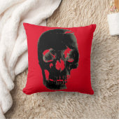 スカルヘビーメタルファンタジーアートレッドブラック クッション (ブランケット)