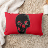 スカルヘビーメタルファンタジーアートレッドブラック ランバークッション (ブランケット)