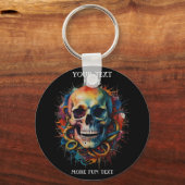 スカルヘ数々のッドの色絵を描付き キーホルダー (正面)