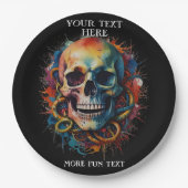 スカルヘ数々のッドの色絵を描付き ペーパープレート (正面)