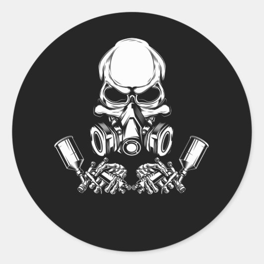 スカルペインター絵画カー ラウンドシール (正面)