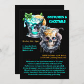 スカルホラーハッピーアワーカクテルハロウィンゴシック 招待状 (正面/裏面)