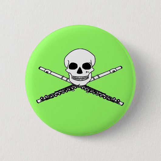 スカルボタンが付いている笑ったフルート 缶バッジ (正面)