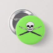 スカルボタンが付いている笑ったフルート 缶バッジ (正面&裏面)