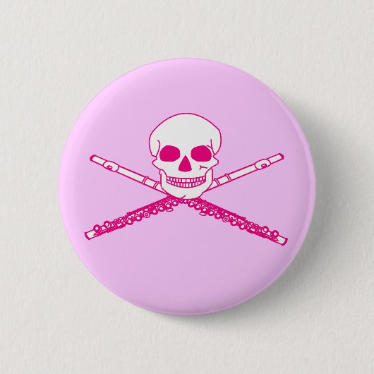 スカルボタンが付いている笑ったフルート 缶バッジ (正面)
