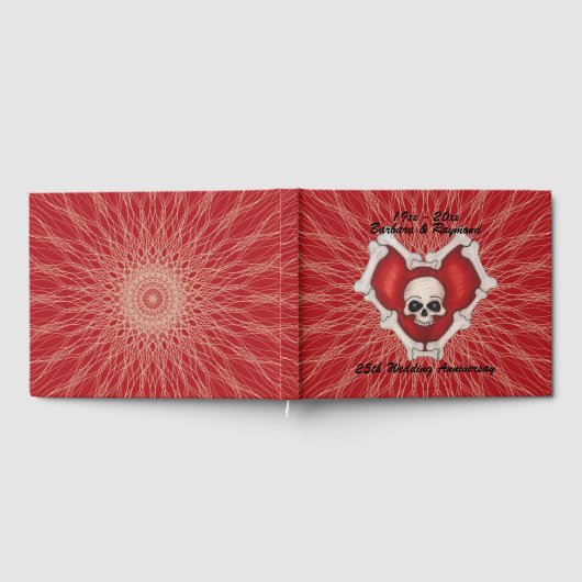 スカルボーンズゴシック記念日赤いハートらせん状 ゲストブック (全面)