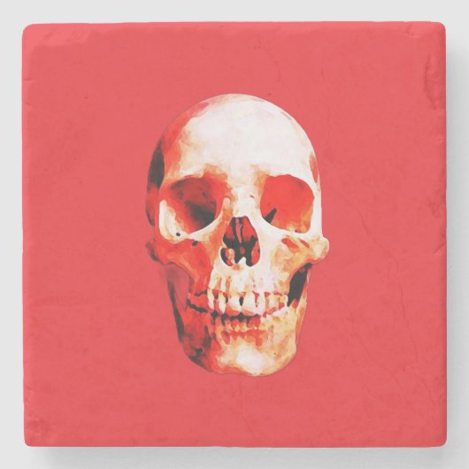 スカルポップ・アートのアートイラストレーション ストーンコースター (正面)