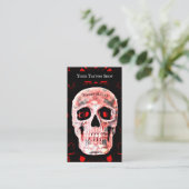 スカルポップ・アートのアートゴシックブラックレッドモダンタトゥー店 名刺 (スタンド正面)