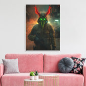 スカルマスク付白熱［赤熱］光を放つき悪魔の兵士 – ダークゴシック キャンバスプリント (インサイチュ (リビング))