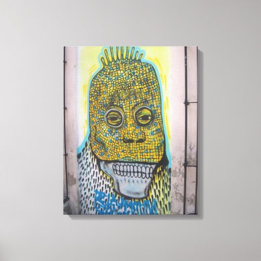 スカルメキシコグラフィティ通りアート実在ワールアート キャンバスプリント (正面)