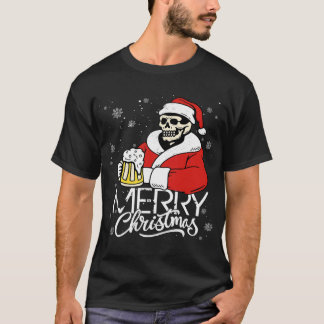 スカルメリークリスマススカルハットサンタクロース Tシャツ