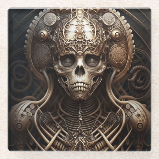 スカルモンスタースケルトンホラー ガラスコースター (正面)