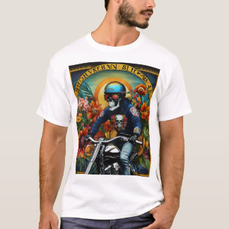 スカルライダーはっきりしたの花鮮やか咲き Tシャツ