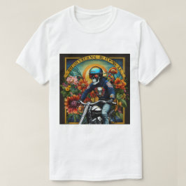 スカルライダーはっきりしたの花鮮やか咲き Tシャツ