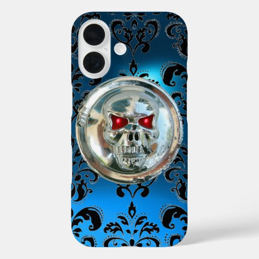 スカルライダースブラックアクアブルーダマスクジェムサファイア Case-Mate iPhoneケース (裏面)