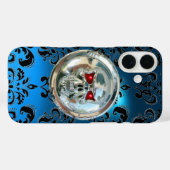 スカルライダースブラックアクアブルーダマスクジェムサファイア Case-Mate iPhoneケース (裏面 (横))