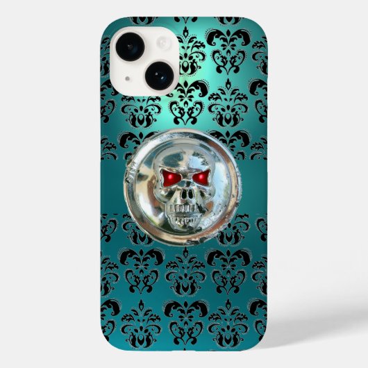 スカルライダーズブラックティール(緑がかった色)ブルーダマスクフローラ Case-Mate iPhoneケース (裏面)