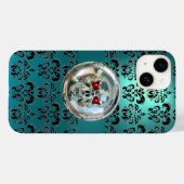 スカルライダーズブラックティール(緑がかった色)ブルーダマスクフローラ Case-Mate iPhoneケース (裏面 (横))