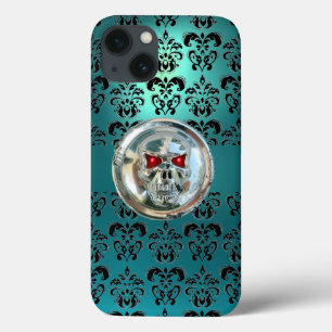 スカルライダーティール(緑がかった色)ターコイズブルーダマスクレッド iPhone 13ケース