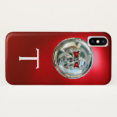 スカルライダー金属灰赤色モノグラム Case-Mate iPhoneケース (裏面(横))