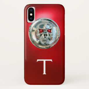 スカルライダー金属灰赤色モノグラム iPhone X ケース
