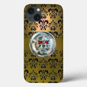 スカルライダー黄色の黒ダマスクケースメイトiPhone iPhone 13ケース
