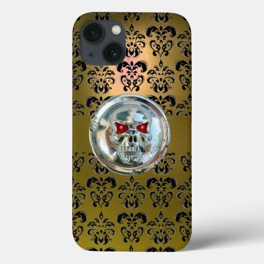 スカルライダー黄色の黒ダマスクケースメイトiPhone Case-Mate iPhoneケース (裏面)