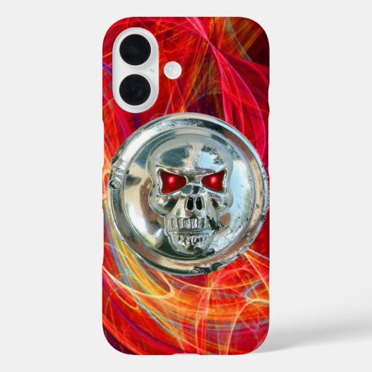 スカルライダー、赤い黄色のオレンジ色のフラクタル渦巻き Case-Mate iPhoneケース (裏面)