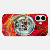 スカルライダー、赤い黄色のオレンジ色のフラクタル渦巻き Case-Mate iPhoneケース (裏面 (横))