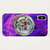 スカルライダーPink Blue Purple Fractal Swirls Case-Mate iPhoneケース (裏面(横))