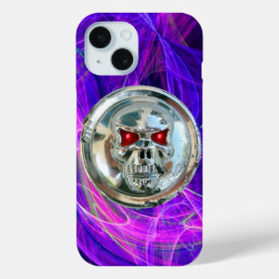 スカルライダーPink Blue Purple Fractal Swirls iPhone 15ケース