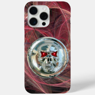 スカルライダーPink Metal Gray Fractal Swarls iPhone 15 Pro Maxケース
