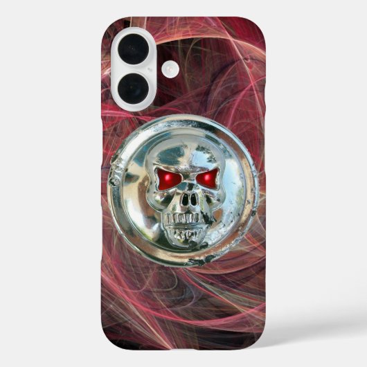 スカルライダーPink Metal Gray Fractal Swarls Case-Mate iPhoneケース (裏面)