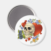 スカルラブ – スカル、バラ、ハートby Al Rio マグネット (正面/裏面)