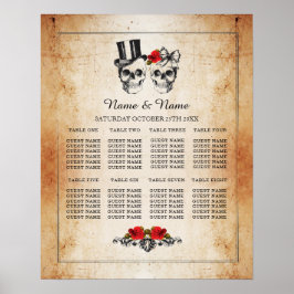 スカルレッドローズテーブルプラン結婚のポスター8席 ポスター